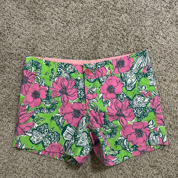 LILLY PULITZER The Callahan Shorts Bloomin' Cacoonin' Print Pink Green Floral 6 - Picture 1 of 9